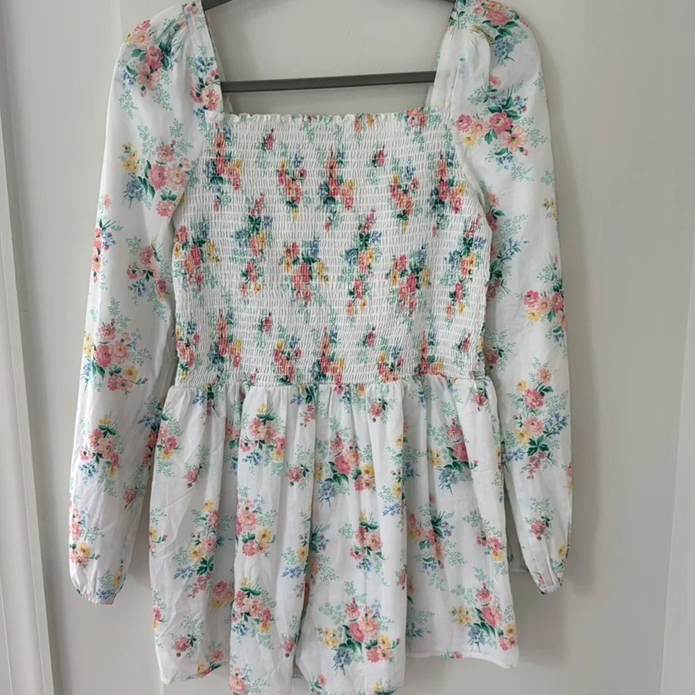 NWT Janie And Jack Floral Smocked Romper Size 18